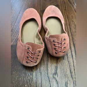 Lucky brand pink ballet flats with heel laces